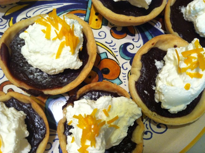 Chocolate Tarts w Whipped Cream