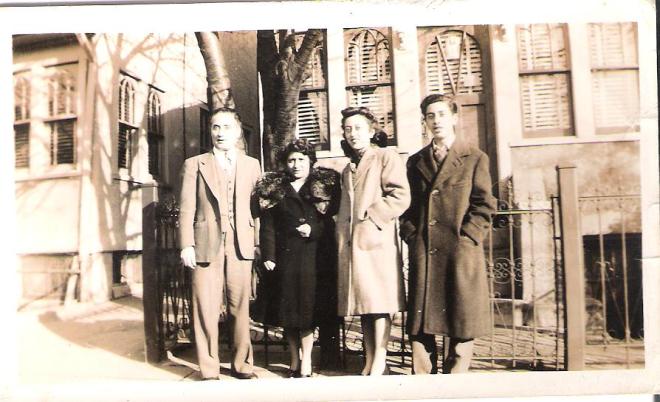 My Dad with his father from Sicily, his stepmother from Sicily, and his sister Vera