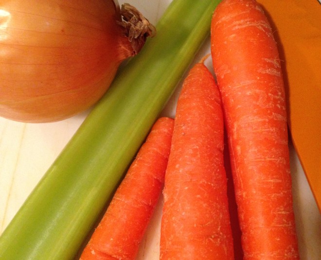 carrots, celery, onion