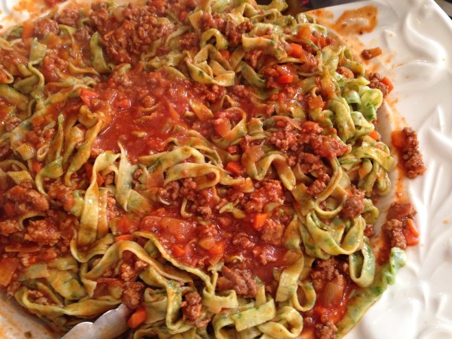 Spinach Fettuccine w Classic Bolognese Sauce