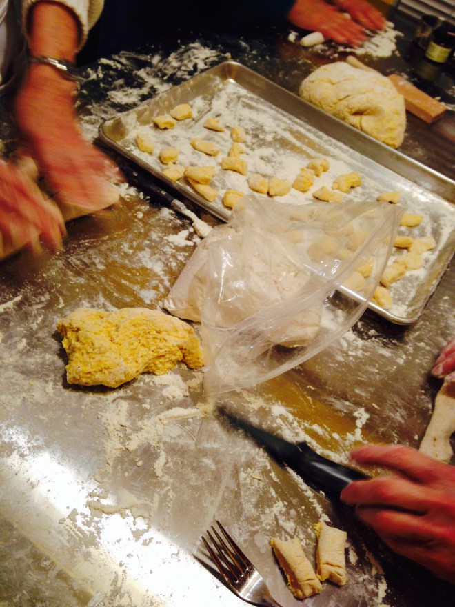 Making gnocchi in class