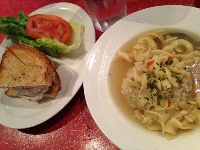 matzoh ball soup w tuna sandwich