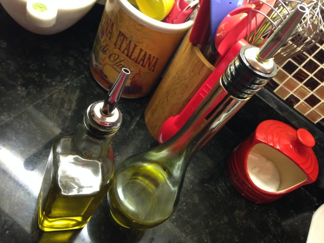 2 olive oil bottles