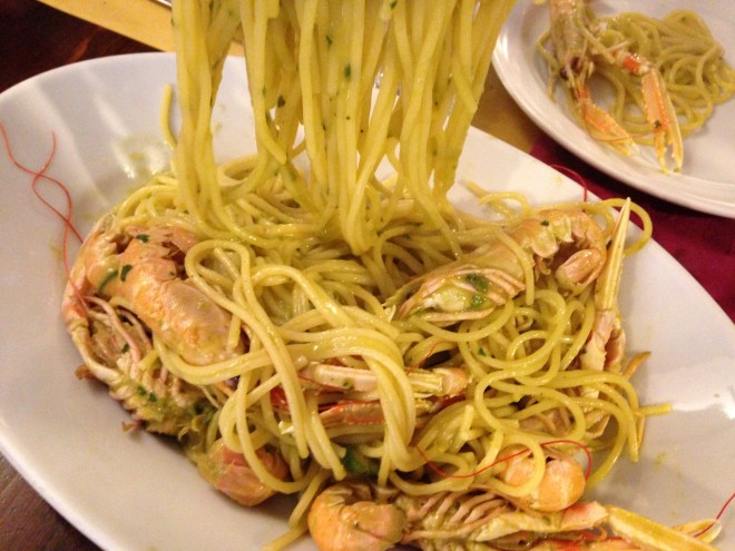 spaghetti with scampi