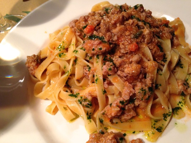 tagliatelle w duck ragu at La Zucca