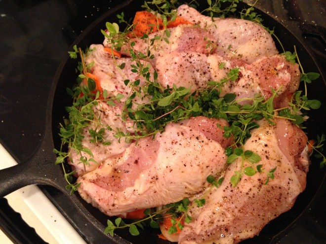 herbs with the chicken