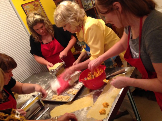 butternut squash ravioli-making