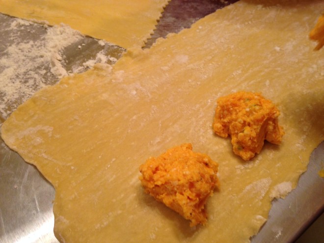 butternut squash ravioli-making