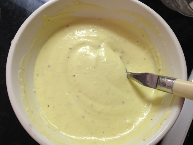 aioli, seasoned, in bowl (let it chill a bit)