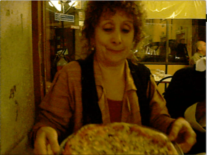me with mushroom pizza in Roma