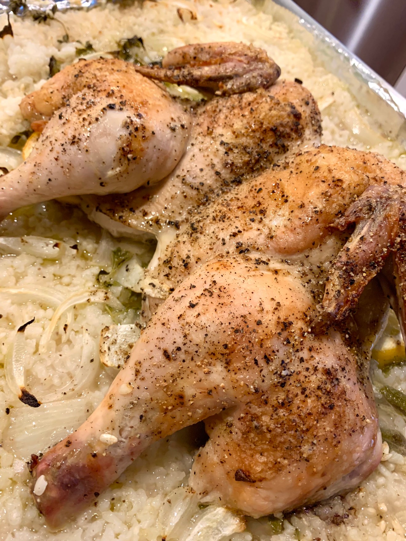 Spatchcock Chicken with Rice – Chef Paulette